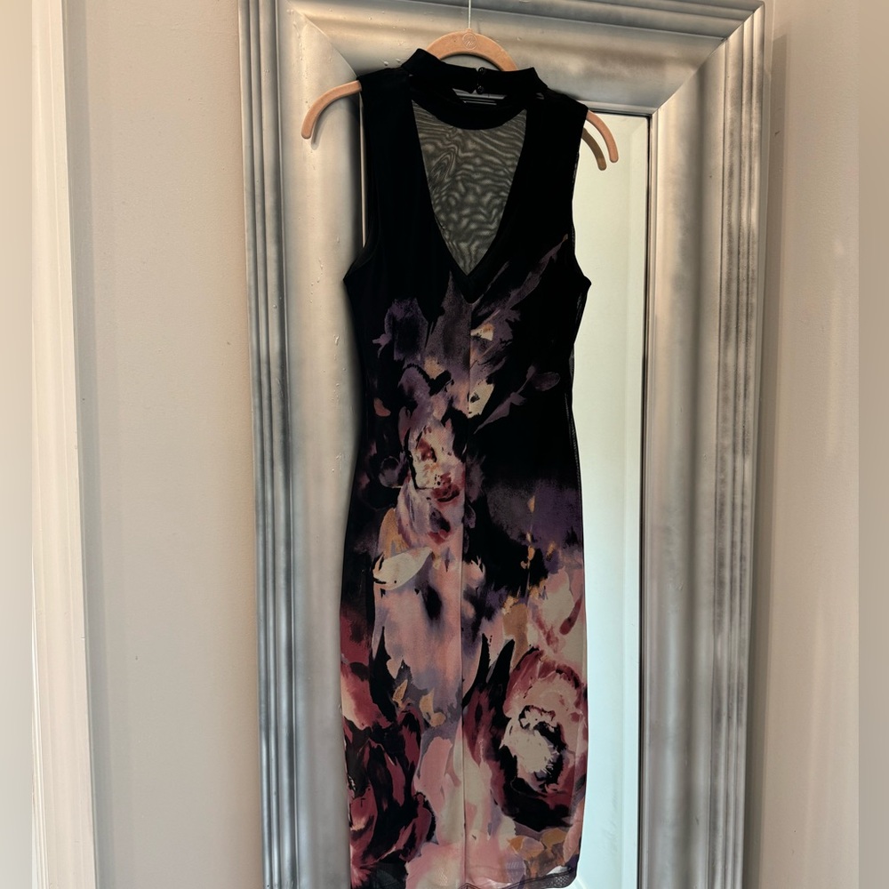Venus black flower sheath dress- worn once! Perfect cocktail dress!